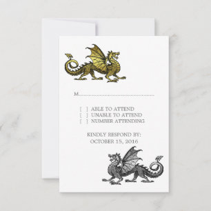 Gold Silver Dragon Wedding Response Card