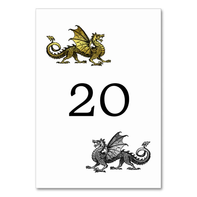 Gold Silver Dragon Wedding Table Card (Front)