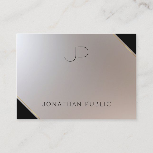 Gold Silver Elegant Monogram Modern Template Business Card (Front)