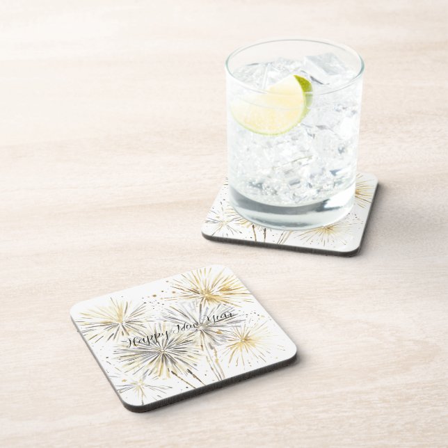 Gold Silver Fireworks New Year's Eve or Day Coaster (Right Side)