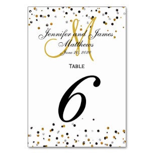 Gold Silver Glitz Glam Wedding Table Number Card