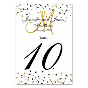 Gold Silver Glitz Glam Wedding Table Number Card