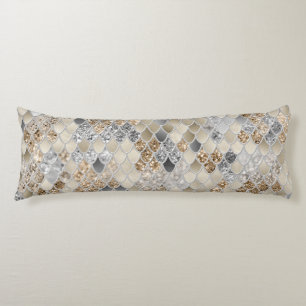 Gold Silver Grey Mermaid Scales Glam #1  Body Cushion