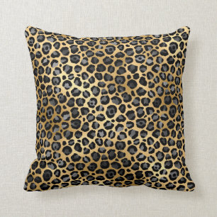 GOLD SILVER LEOPARD PILLOW 