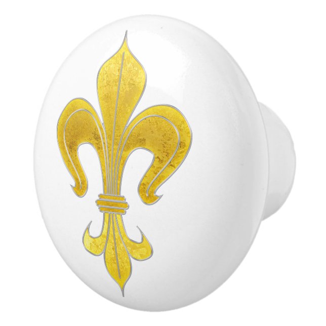 Gold & Silver Lily + your backgr. & ideas Ceramic Knob (Right)
