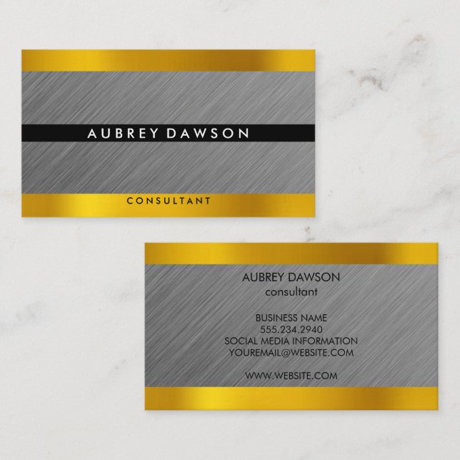 Gold Silver Metallic Business Card (Front/Back)