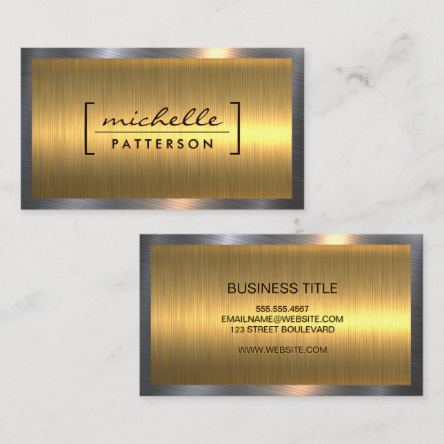 Gold Silver Metallic Shine | Industrial Business Card (Front/Back)