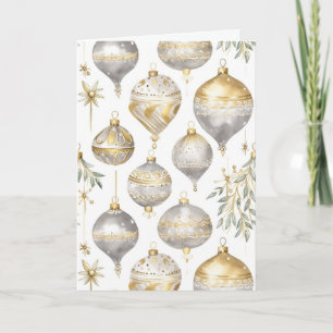 Gold Silver Ornaments Christmas Card