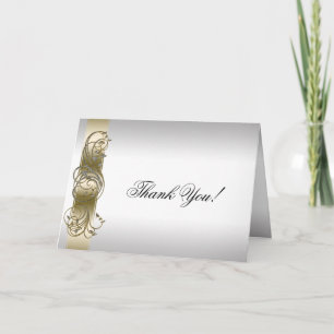 Gold Silver Ornate Formal  Thank You Card