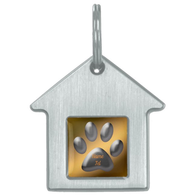 Gold Silver Pet ID Tag (Front)