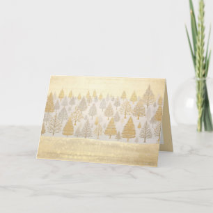 Gold Silver Pine Trees Christmas Card