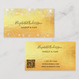 Gold silver QR code script Business Card