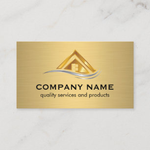 Gold Silver Real Estate Home Logo Business Card