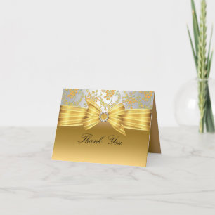 Gold & Silver Rose Thank You Card
