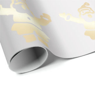 Gold & Silver Santa Claus Christmas Pattern Wrapping Paper