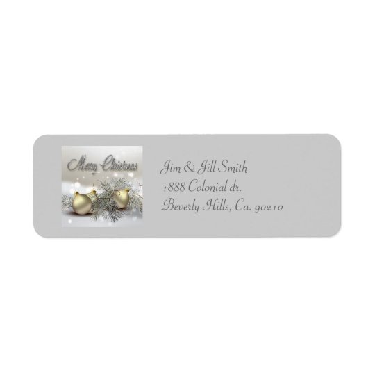 Gold & Silver Shimmer Christmas Ornaments Return Address Label