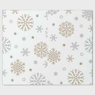 Gold & Silver Snowflake Wrapping Paper