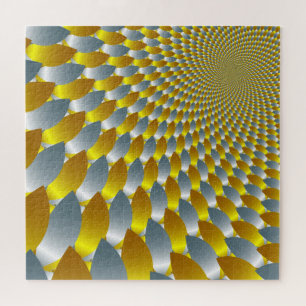 Gold Silver Spiral Metallic Optical Illusion 3-D Jigsaw Puzzle