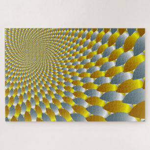 Gold & Silver Spiral Metallic Optical Illusion Jigsaw Puzzle