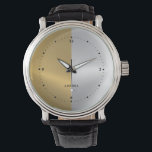 Gold & Silver Split Screen Geometric Design Watch<br><div class="desc">Image of metallic gold and silver split screen,  modern geometric design.</div>