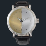 Gold & Silver Split Screen Geometric Design Watch<br><div class="desc">Image of metallic gold and silver split screen,  modern geometric design.</div>