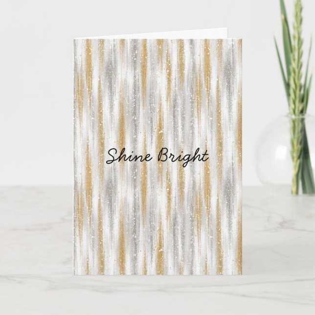 Gold Silver Stripes Christmas Celebration Birthday Card (Front)