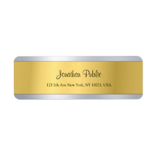 Gold Silver Template Modern Script Return Address Return Address Label