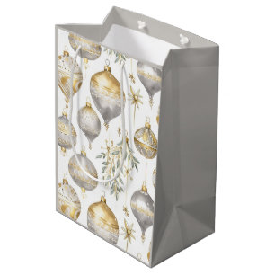 Gold Silver Vintage Christmas Ornaments Gift Bag