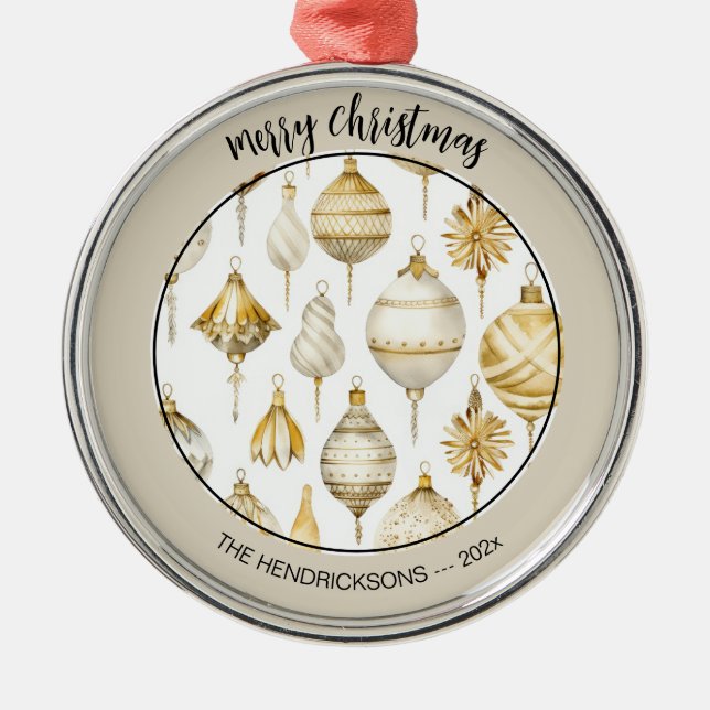 Gold Silver Vintage Ornaments Christmas Ornaments (Front)