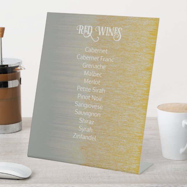 Gold, Silver Wedding Birthday Party Dinner Menu  Pedestal Sign (In SItu)