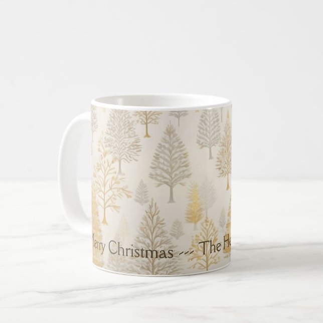 Gold Silver White Christmas Trees  Coffee Mug (Front Left)