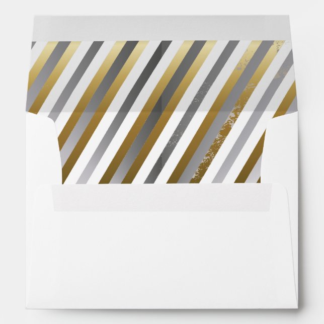 Gold, Silver, White Diagonal Stripe Envelope (Back (Bottom))