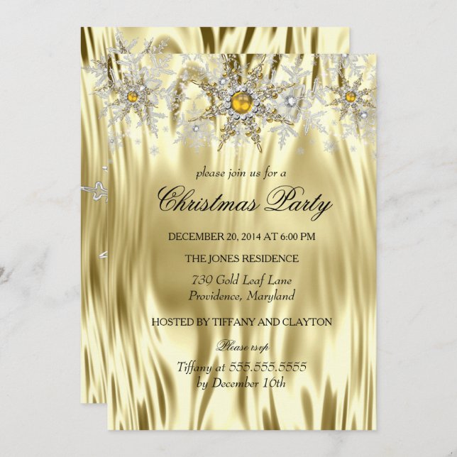Gold Silver Winter Wonderland Christmas Party Invitation (Front/Back)