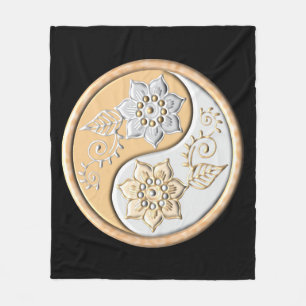 Gold & Silver Yin Yang  Fleece Blanket
