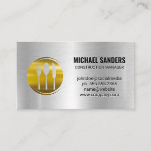 Gold Silverware Logo   Metallic Background Business Card