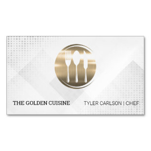 Gold Silverware Restaurant Culinary Catering Magnetic Business Card