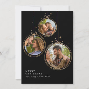 Gold Simple Aesthetic Elegant Family Christmas Invitation