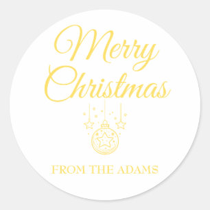 Gold Simple Calligraphy Merry Christmas Classic Round Sticker