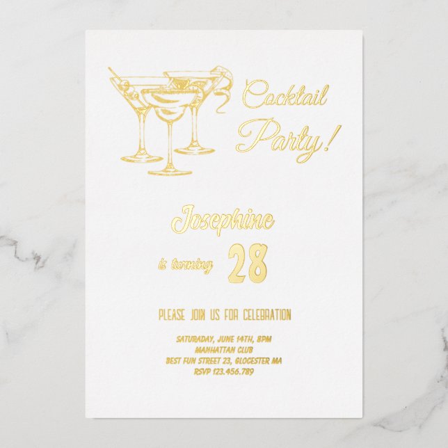 Gold simple cocktail birthday party (Front)