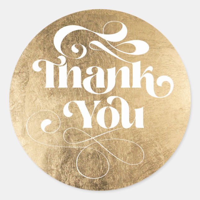 Gold simple cool retro script order thank you classic round sticker (Front)