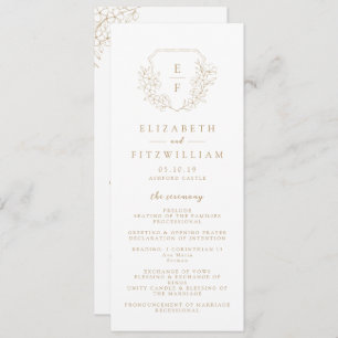 Gold Simple Elegant Cherry Blossom Monogram Crest  Program