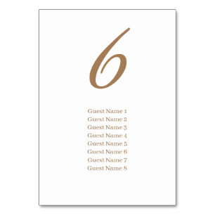 Gold Simple Elegant Guest List Wedding Table Number