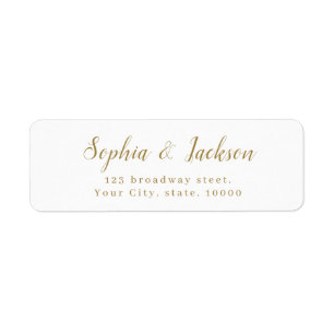 Gold simple elegant romantic script return address return address label