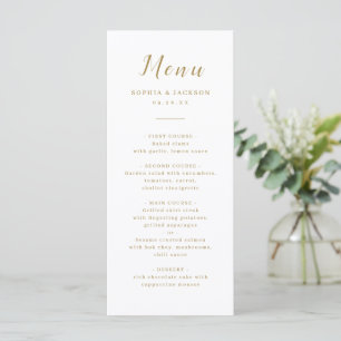 Gold simple elegant romantic script wedding menu