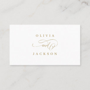 Gold simple elegant romantic script wedding place card