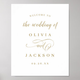 Gold simple elegant script wedding welcome sign