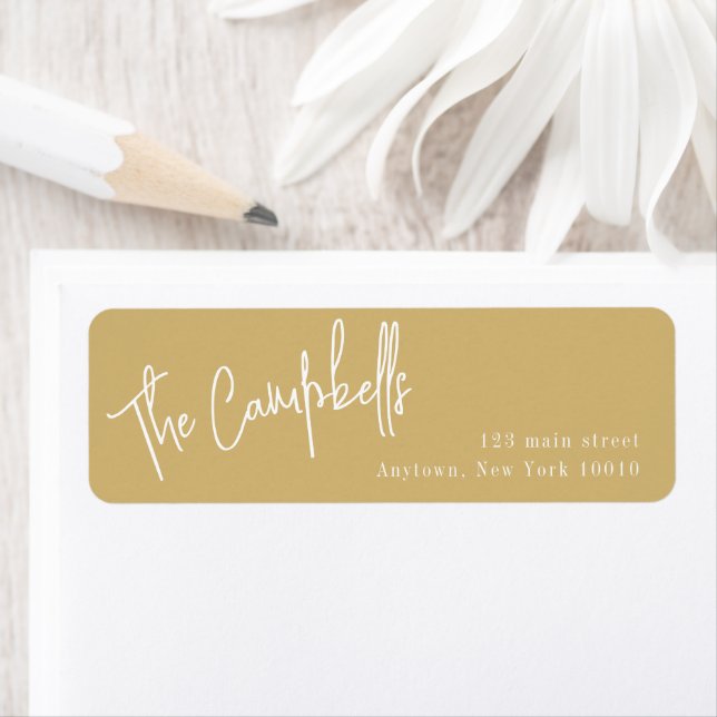 Gold Simple Family Name Return Address Label (Insitu)