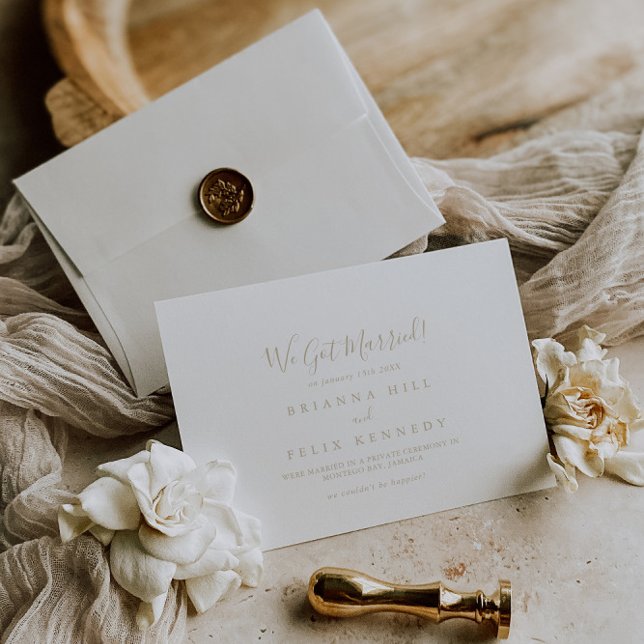 Gold Simple Minimalist Elopement Announcement (Creator Uploaded)