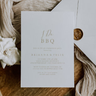 Gold Simple Minimalist I Do BBQ Engagement Party  Invitation