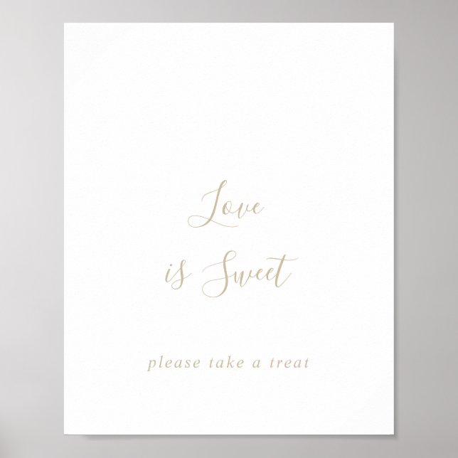 Gold Simple Minimalist Love Is Sweet Sign (Front)